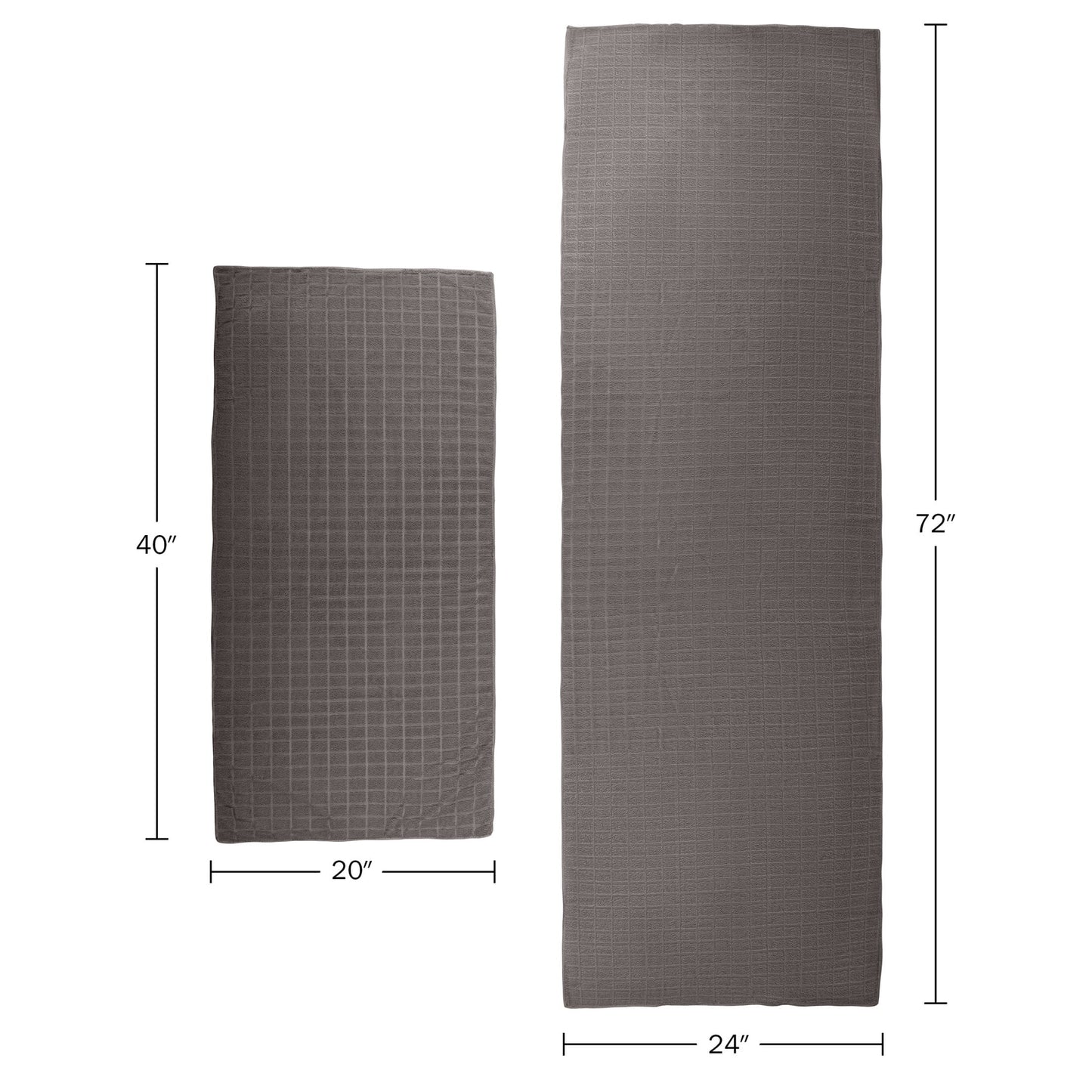 Yoga Towel Set - 72X24 Nonslip Towel for Hot Yoga and Pilates, Gray