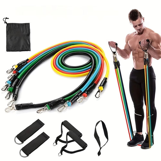 11Pcs TPE Resistance Bands Set, Resistance Bands with Door Anchor, Handles, Carry Bag, Legs Ankle Straps, Exercise Bands, Workou