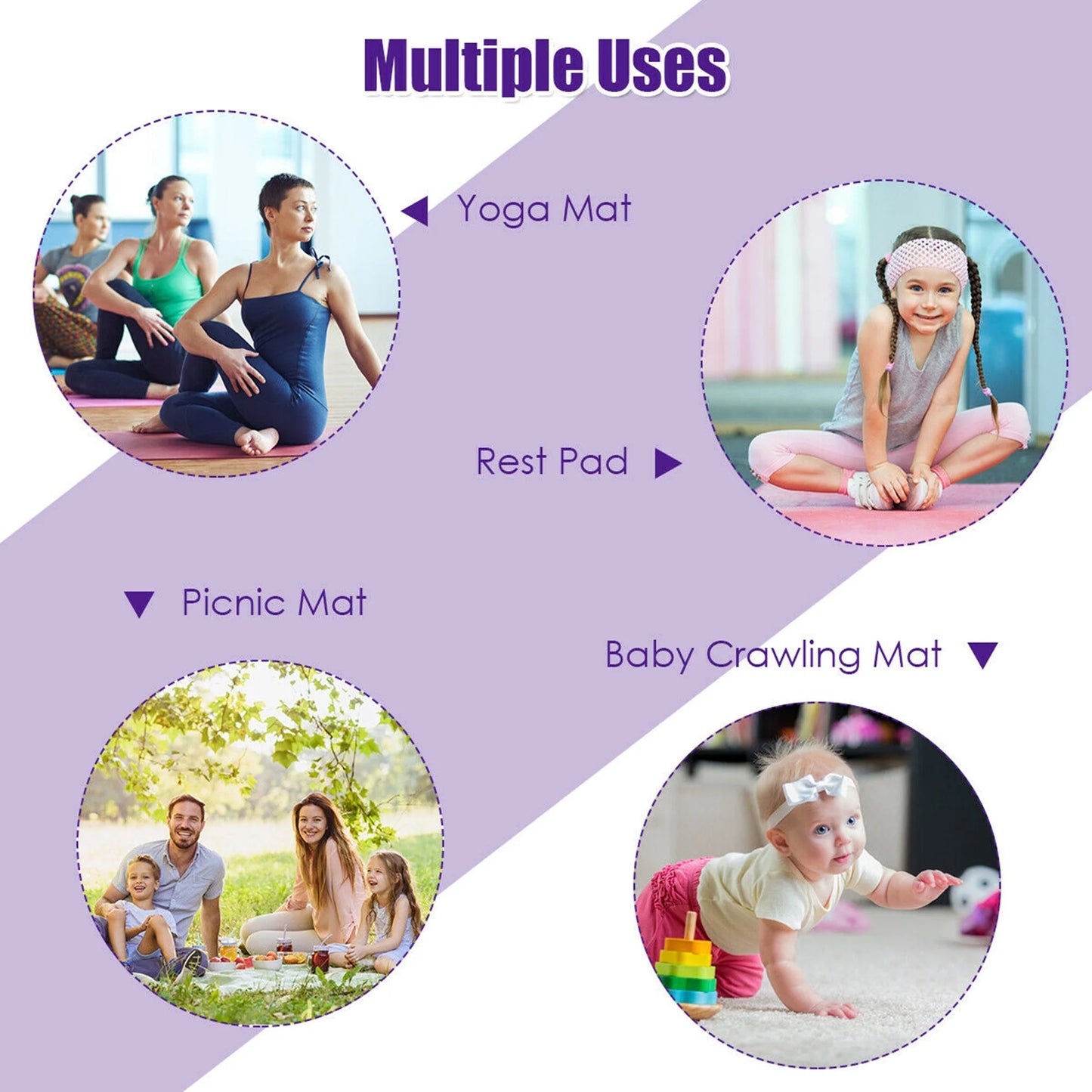 Large Yoga Mat 6' X 4' X 8 Mm Thick Workout Mats for Home Gym Flooring Purple