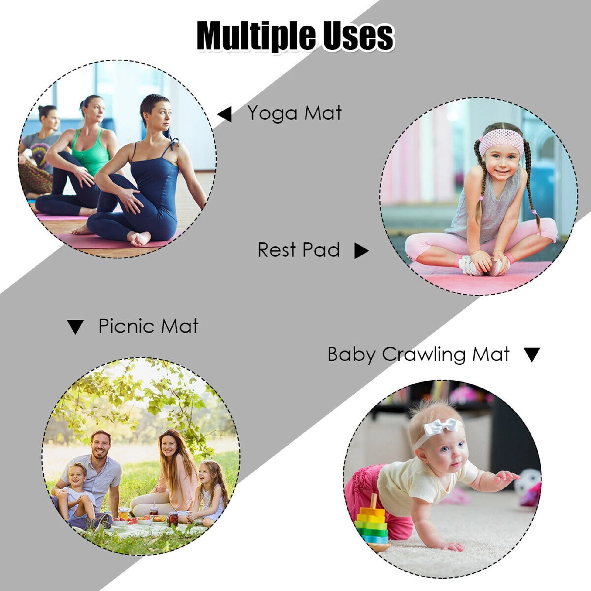 Large Yoga Mat 6' X 4' X 8 Mm Thick Workout Mats for Home Gym Flooring Black