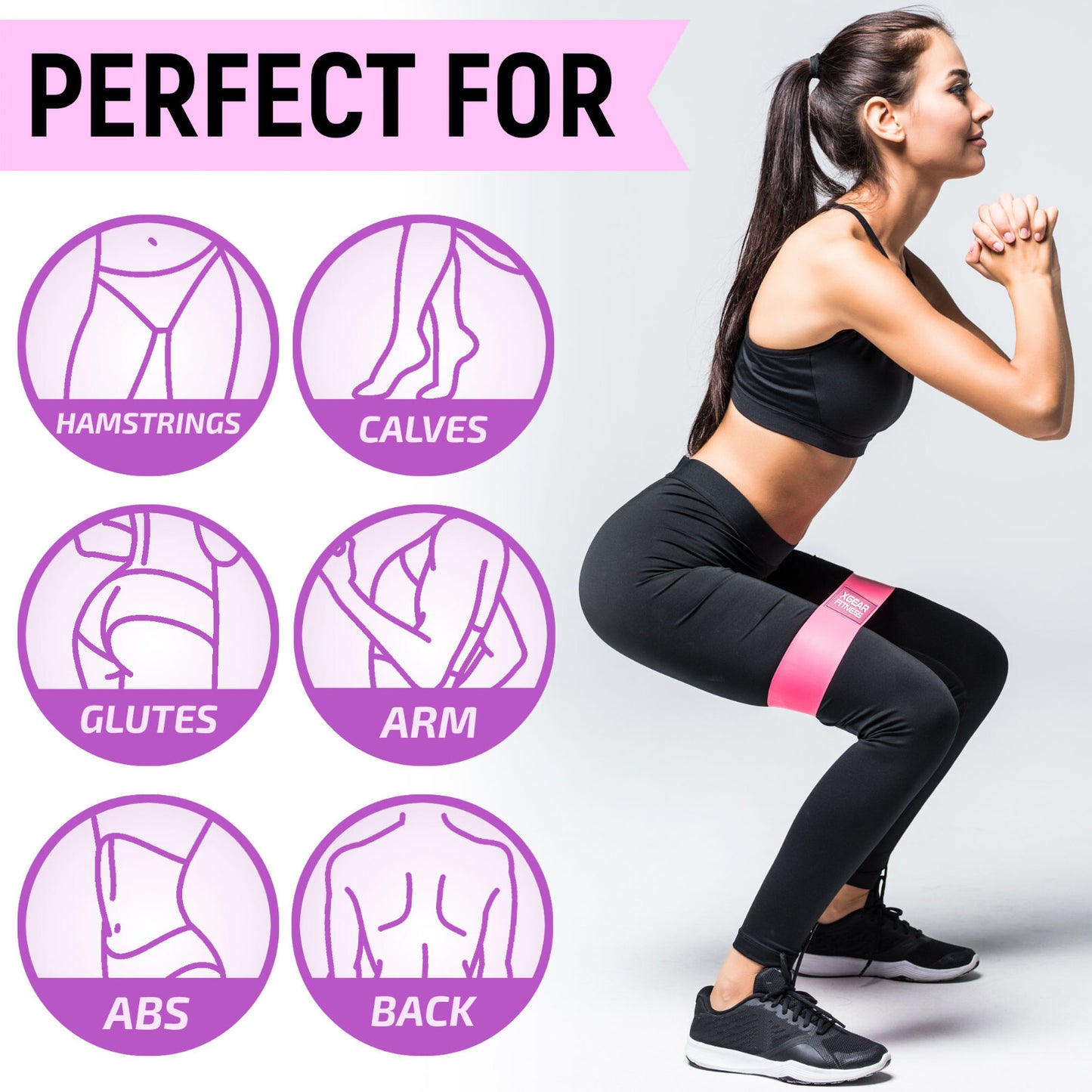 Exercise Workout Bands Resistance Bands for Women, 3 Levels Booty Bands for Butt