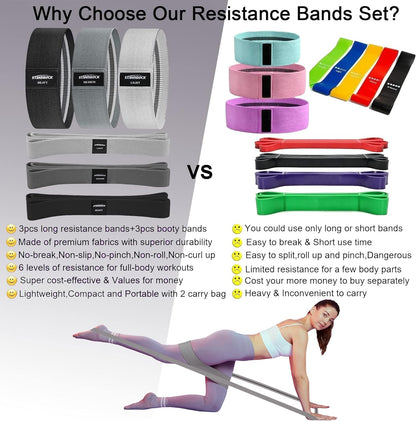 Fabric Resistance Bands for Working Out, 3 and 4 Levels Booty Bands Long Resistance Bands for Women and Men | Elastic Bands for Exercise Bands Resistance Workout Bands Resistance