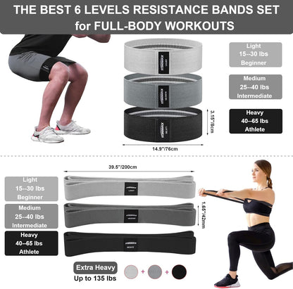Fabric Resistance Bands for Working Out, 3 and 4 Levels Booty Bands Long Resistance Bands for Women and Men | Elastic Bands for Exercise Bands Resistance Workout Bands Resistance