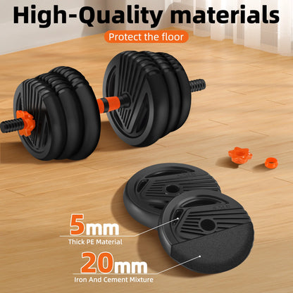 Adjustable Dumbbells, 55Lbs Free Weight Set with Connector, 4 In1 Dumbbells Set Used as Barbell, Kettlebells, Push up Stand, Fitness Exercises for Home Gym Suitable Men/Women
