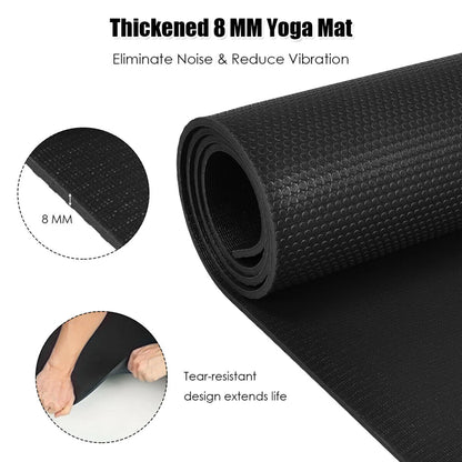Large Yoga Mat 6' X 4' X 8 Mm Thick Workout Mats for Home Gym Flooring Black