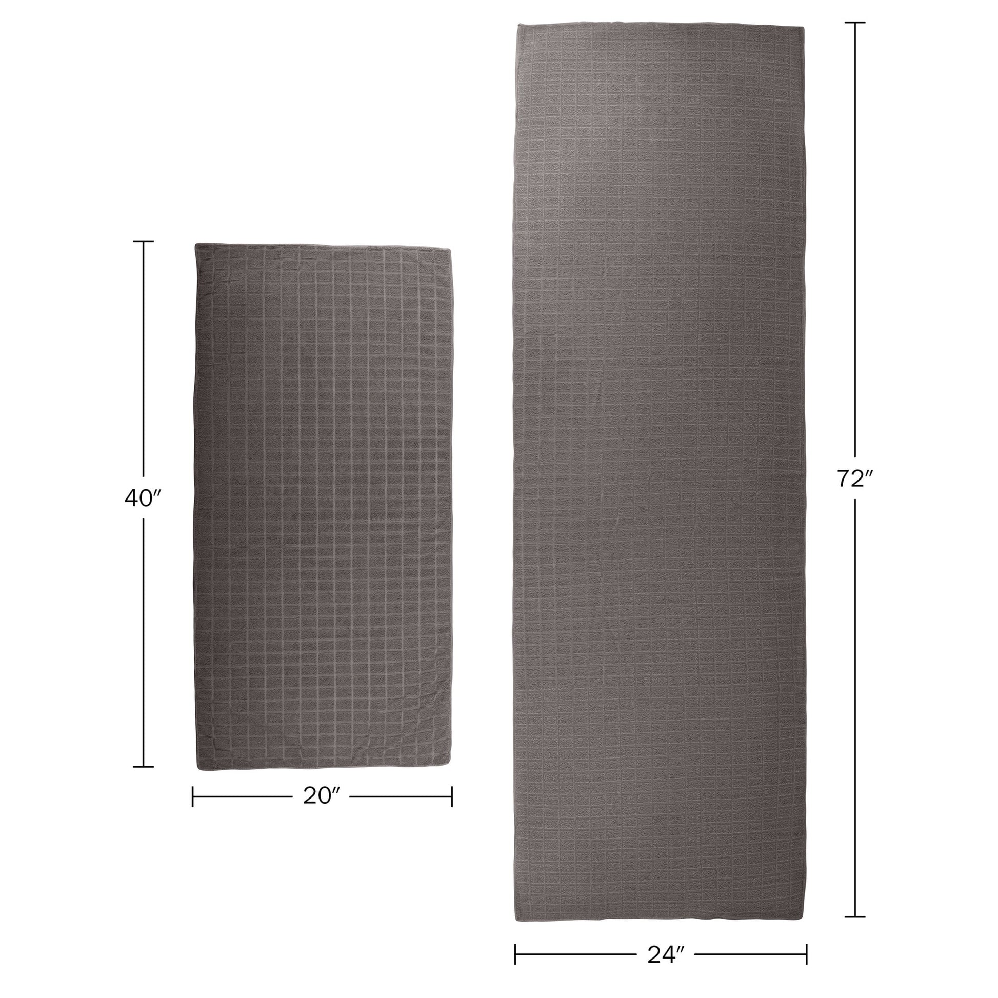 Yoga Towel Set - 72X24 Nonslip Towel for Hot Yoga and Pilates, Gray