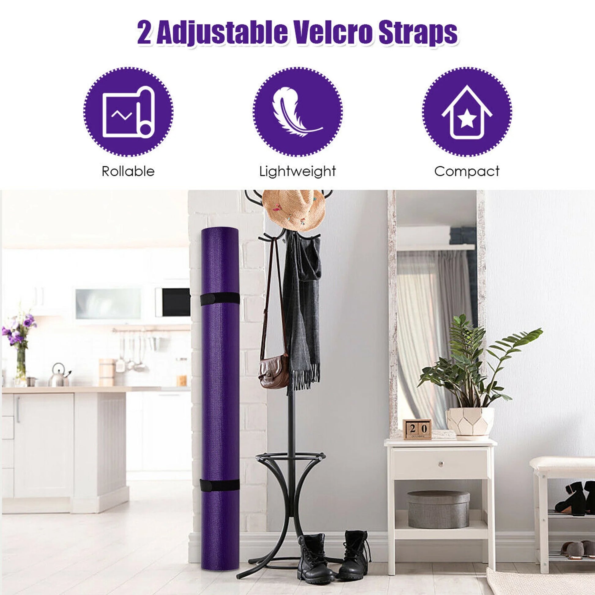 Large Yoga Mat 6' X 4' X 8 Mm Thick Workout Mats for Home Gym Flooring Purple