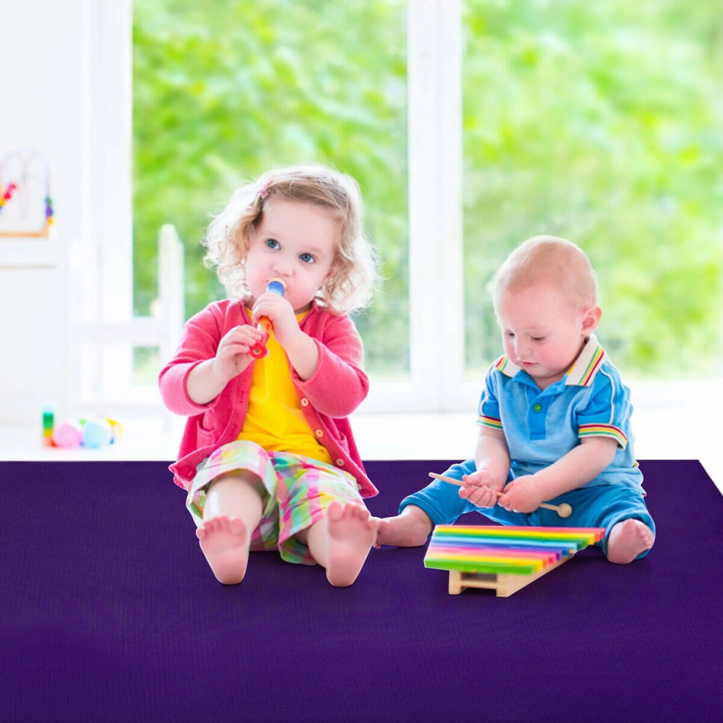 Large Yoga Mat 6' X 4' X 8 Mm Thick Workout Mats for Home Gym Flooring Purple