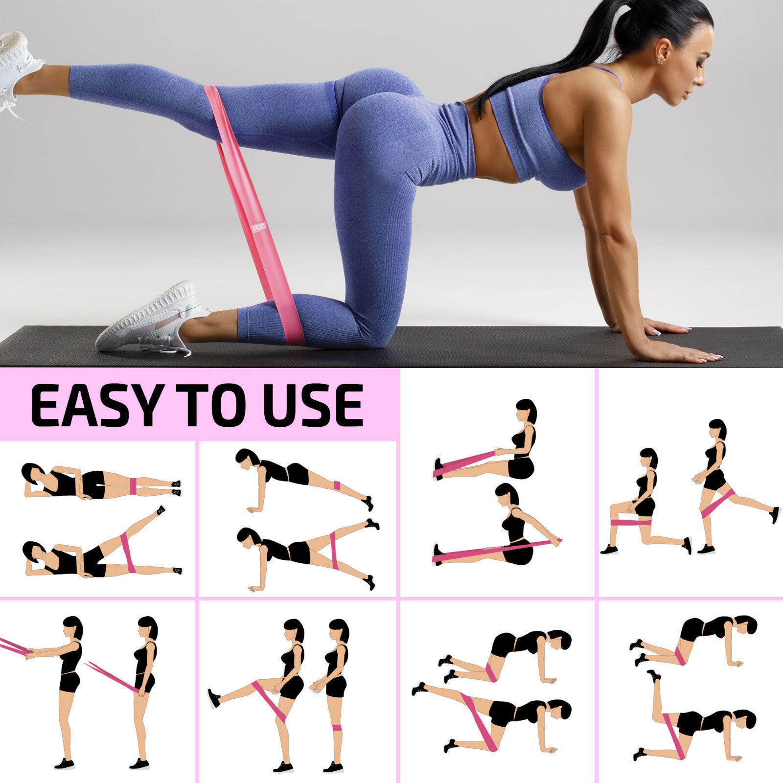 Exercise Workout Bands Resistance Bands for Women, 3 Levels Booty Bands for Butt