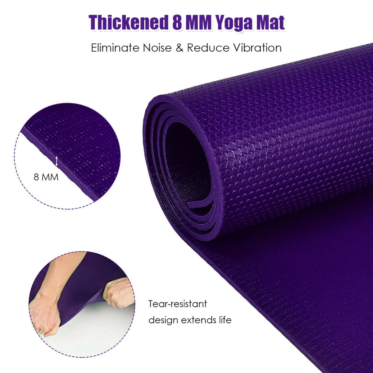 Large Yoga Mat 6' X 4' X 8 Mm Thick Workout Mats for Home Gym Flooring Purple